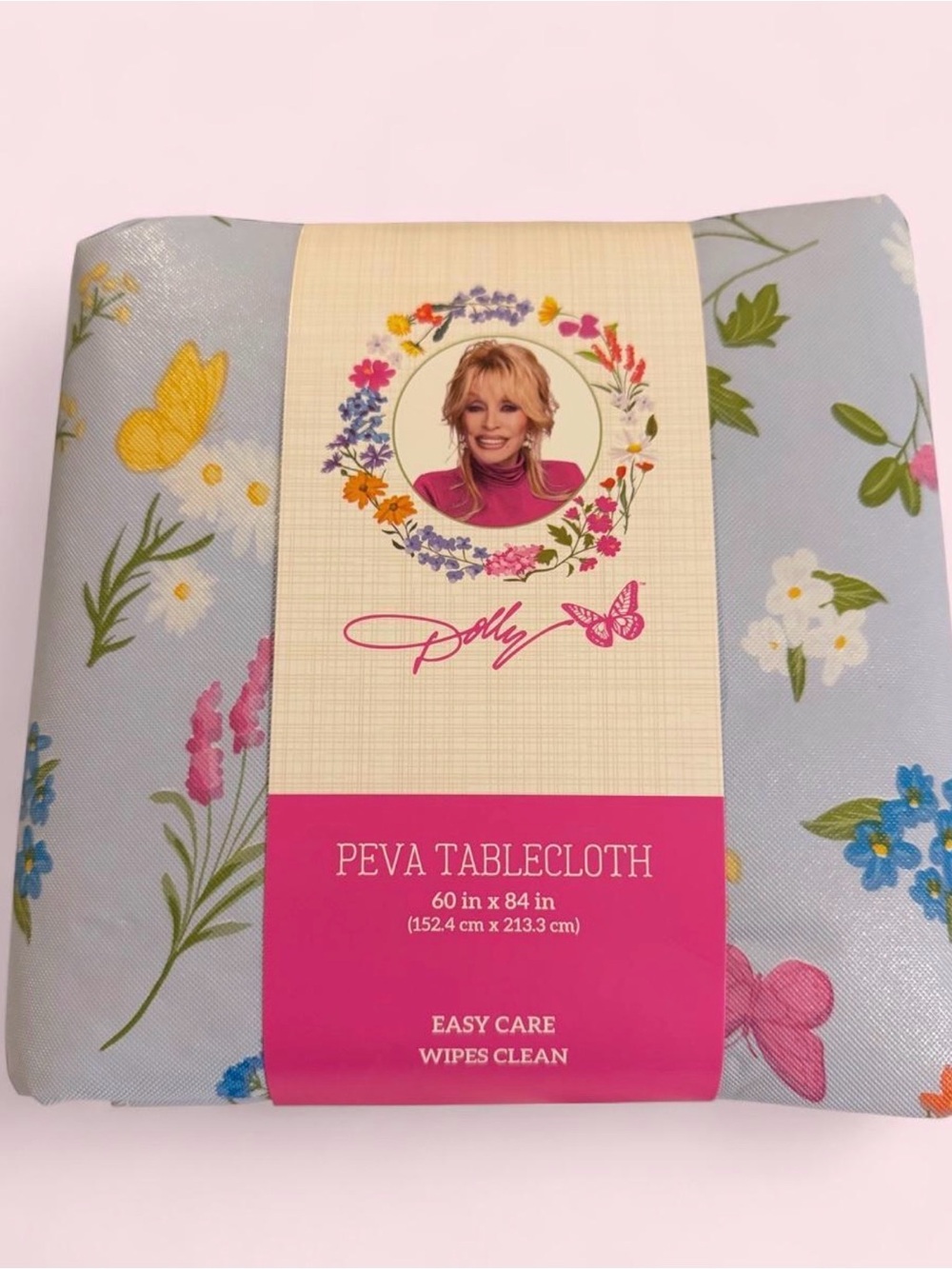 New Blue Dolly Parton PEVA Floral Tablecloth   60x84
